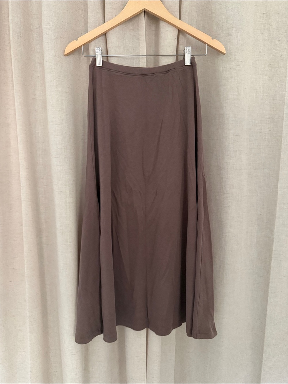 Peruvian Connection Women's A-Line Midi Skirt in Taupe Small